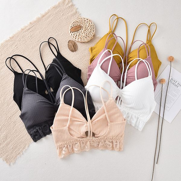 

women's underwear thread wrapped chest gathered beauty straps chest pad anti-glare no steel ring breathable skin-friendly underwear, Red;black