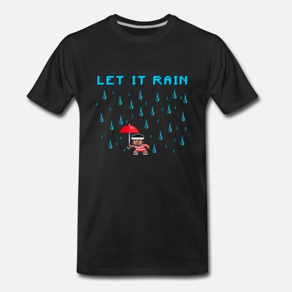

let it rain pixel retro design t shirt men print cotton round collar gents sunlight authentic summer style original shirt