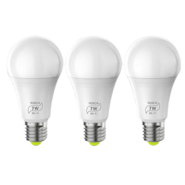 New 3 pacotes Inteligente Light Bulb E26 RGBCW WiFi pode ser escurecido Multicolor luzes LED Compatível com Alexa Página inicial do Google e IFTTT