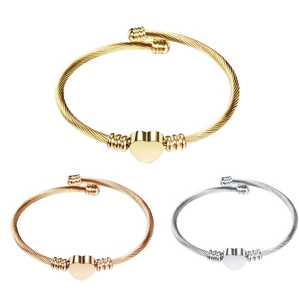 

fashion jewelry ladies bracelet stainless steel twisted pair metal wire charm bracelet gift, Golden;silver