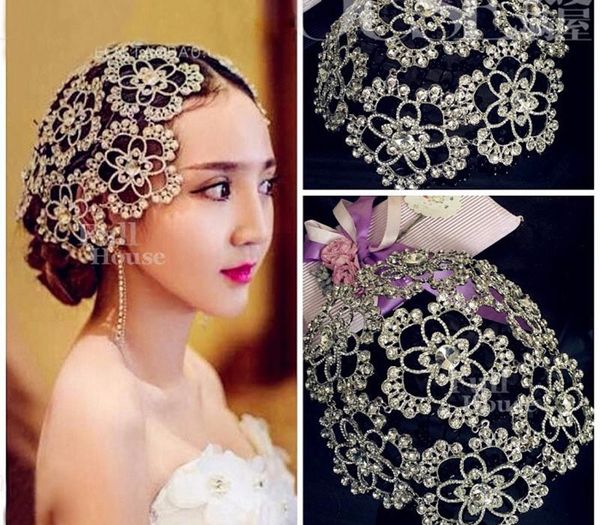 

ювелирные изделия vintage пром pageant круглый коронки цветка rhinestone свадебные волос свадебные головной убор тиара венчания accessories0, White;golden