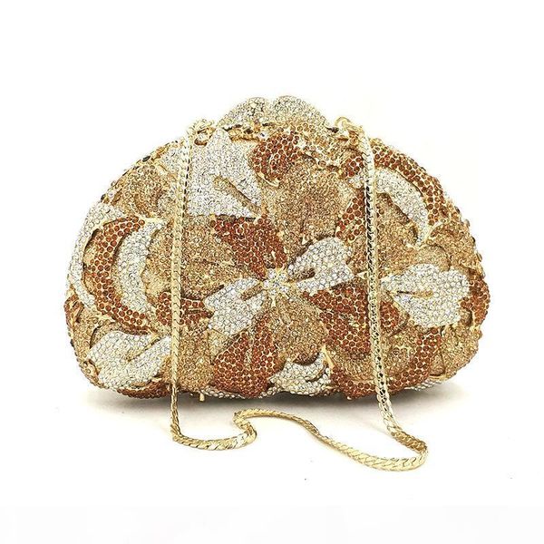 

designer-luxuries women evening party clutch bag bridal wedding diamonds bag rhinestone famous elegant flower full crystal purse