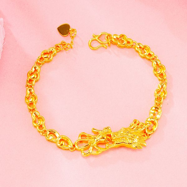 

dragon and phoenix vintage 24k gold bracelets for women men fashion jewelry hip hop street culture bracelets bangle, Golden;silver