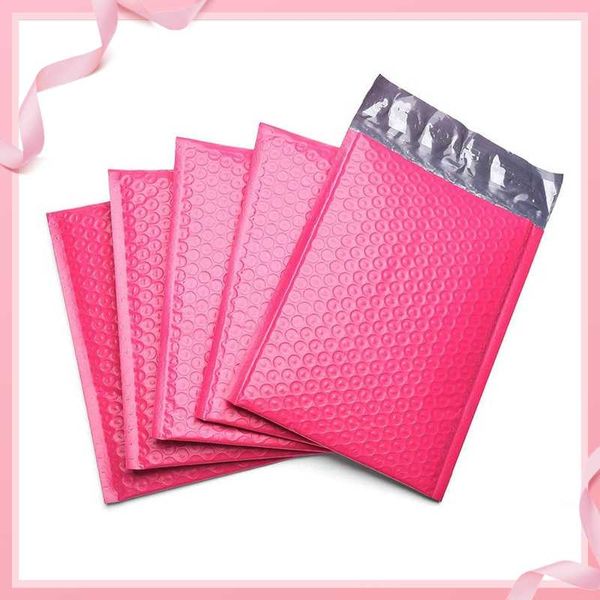 

100pcs foam envelope bags self seal mailers padded shipping envelopes with bubble mailing bag shipping packages bag pink