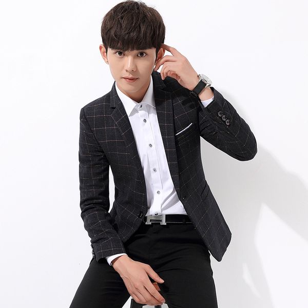 

small suit men's plaid coat 2020 spring and autumn new style korean-style casual versitile fashion short long sleeve suit, White;black