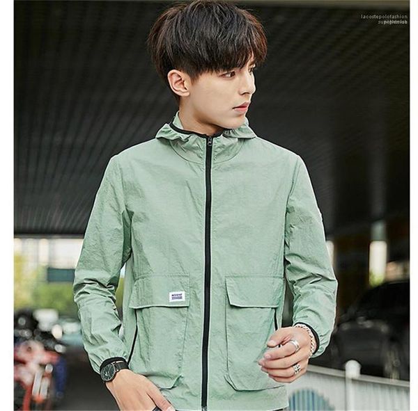 

fashion designer solid color jackets hooded long sleeve mens coats spring mens outwear with zipper, Black;brown