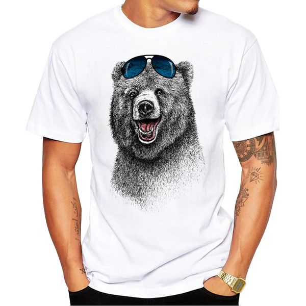 

2018 fashion laughing bear men t-shirt short sleeve men the happiest bear retro printed t shirts casual funny