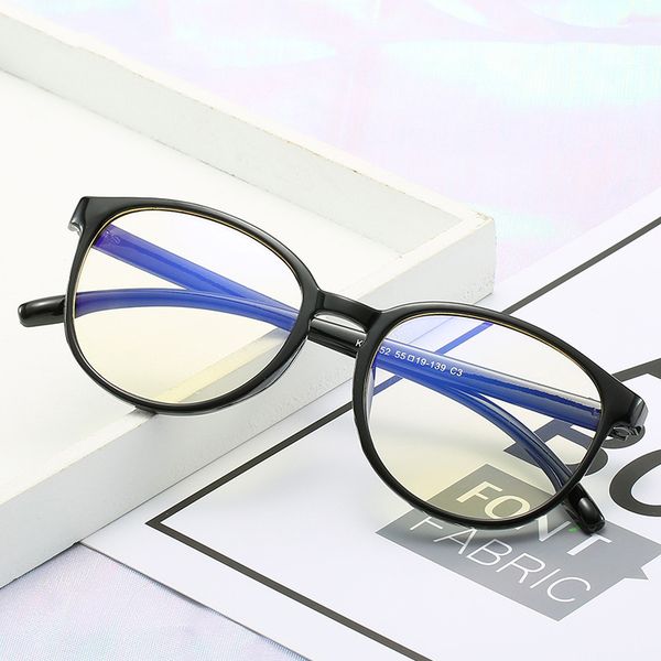 

new oval simple glasses frame fashion literature and art men women large frame flat glasses classic fashion decorative glasses, Black