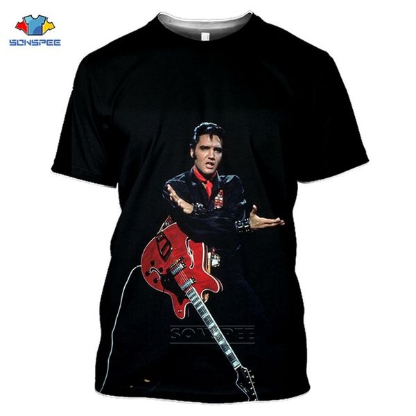 

popular singer elvis presley king of rock summer short-sleeve homme gym 3d print shirts plus size graphic hentai men clothing