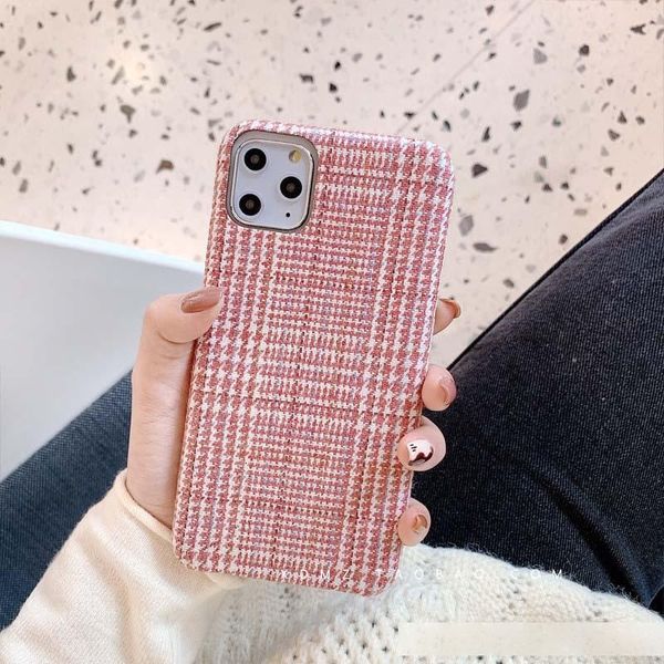 

flannel plaid cloth phone case for iphone 11 pro xr xs max plush candy solid color cases for iphone 7 6 8 plus