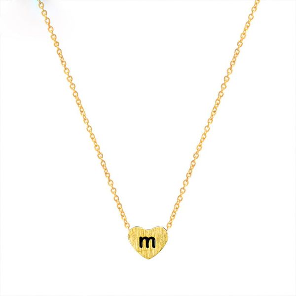 

minimalist m n o p q r lowercase letter pendant charm lucky necklace gold color tiny heart gargantilh girls graduation gift bff, Silver