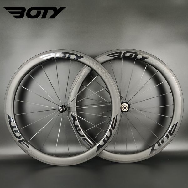 

boty black decals 700c road carbon wheels 50mm depth 25mm width clincher/tubeless/tubular carbon wheelset powerway r36 hubs with 3k matte