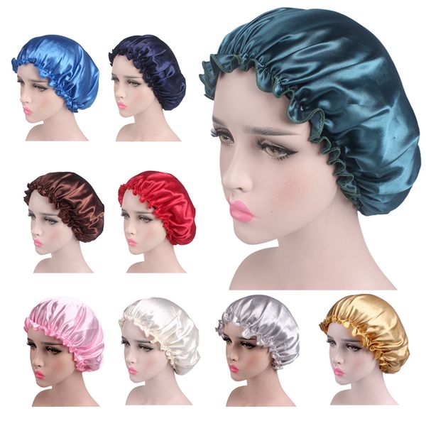 

satin lace hat night sleep hair styling cap hair care bonnet caps sleeping nightcap for women hair styling accessories, Blue;gray