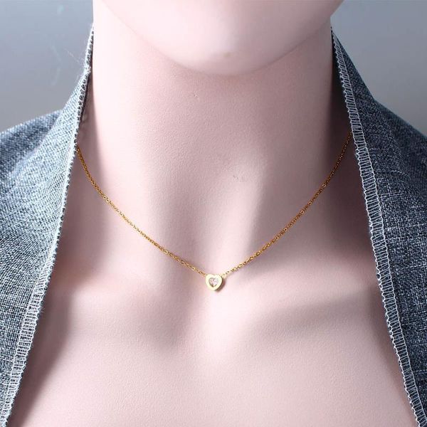 

hxd heart stone chain pendant necklace stainless steel necklace for women female jewelry accessories fashion jewellery gift, Silver