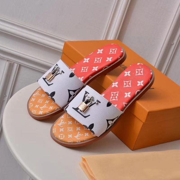 

2019ss 1a5813 summer branded women letter print patent canvas lock it flat mule designer leather sole beach slipper 1a5809 with, Black;grey
