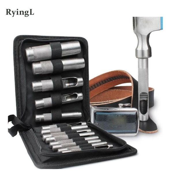 

hollow hole metal leather punch set 3mm-25mm vinyl gasket with case