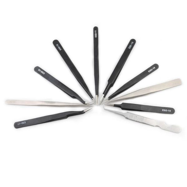 

black stainless steel tweezers eyelashes extention high endnon-slip professional mixed model makeup tools comfortable no static