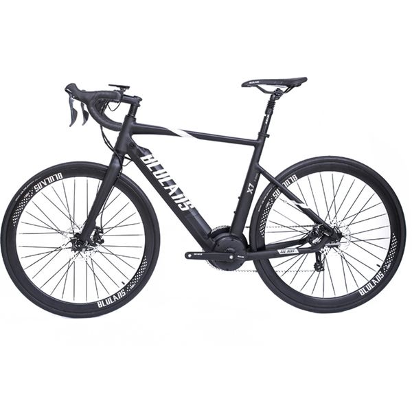 

700c electric road ebike 36v 250w mid-motor electric bicycle electric speed shift bend booster road bike max range 120km, Silver;blue