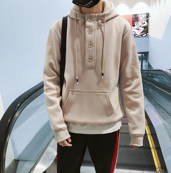 

harajuku sweatshirts hooded solid color long sleeved 19ss designer mens hoodies fall autumn, Black