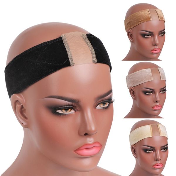

multi-purpose non-slip wig headband velvet comfort wig band adjustable fastener grip headband anti-slip grip hair band, Black;brown