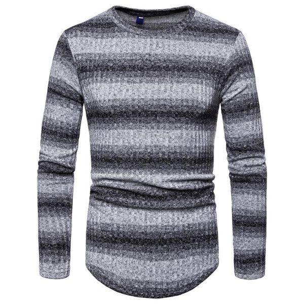 

sunmens gradient stripe winter pullover knitted striped sweater outwear blouse sweater men maglioni uomo 3l45, White;black