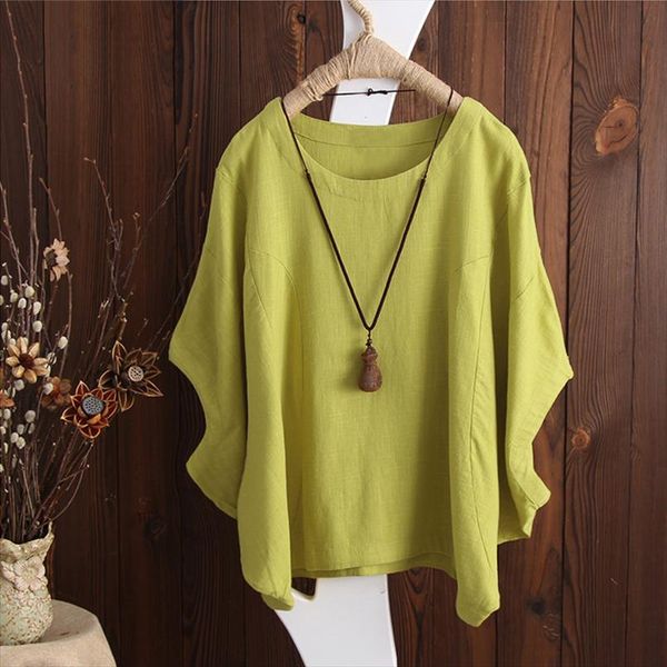 

2020 женские рубашки плюс размер летняя блузка batwing рукава solid багги blusas feminina столешницей lady кафтан повседневный сорочка, White