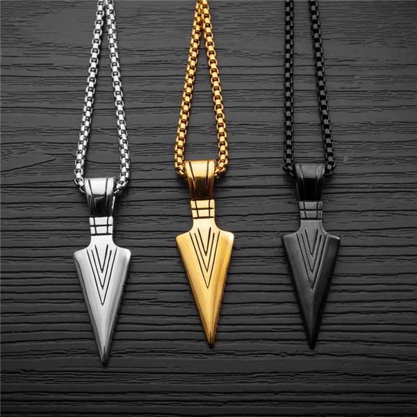 

pendant necklaces men fashion necklace 2021 creative arrow head chain charm choker male trendy jewelry collier ketting collares naszyjnik, Silver