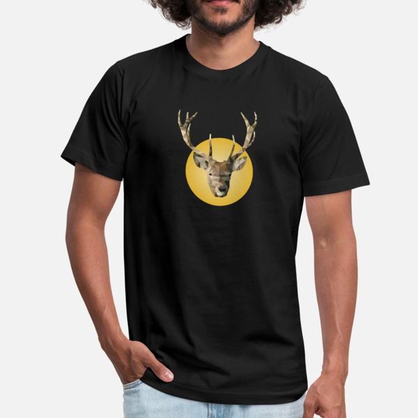 

stag deer animal head low poly t shirt men designing cotton crew neck unique graphic funny spring autumn standard shirt