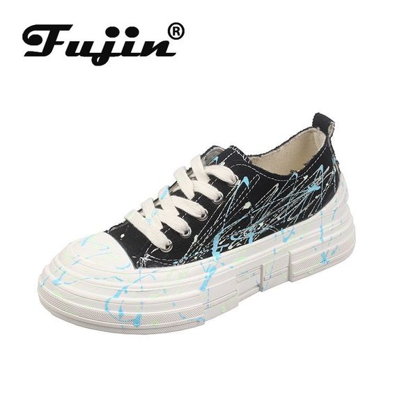 

fujin summer women's sneakers 2020 flat shoes mesh platform dropshipping solid cross tied thick bottom fashion causal shoes, Black