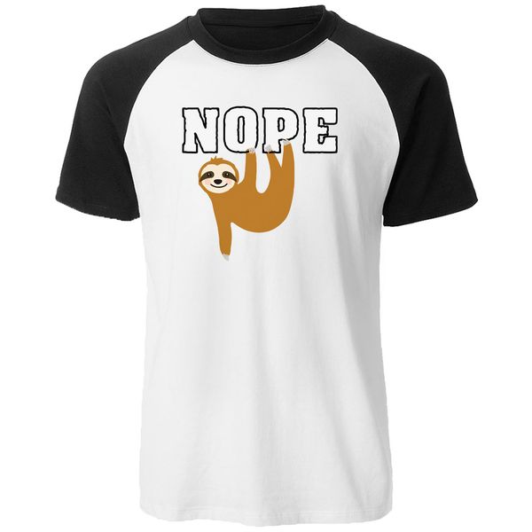

casual cartoon lazy sloth tee shirt harajuku kawaii t-shirt for men summer cotton raglan short sleeve nope folivora tshirt