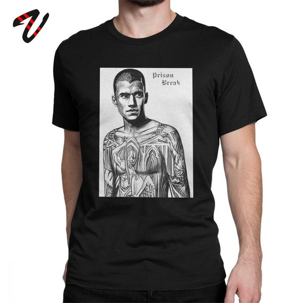 

fashion tees michael scofield prison break tshirt men's t shirt short sleeve custom mens t-shirt 100% cotton printed tees
