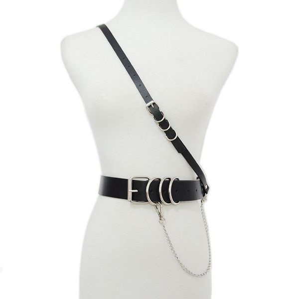 

fashionable personality sling strap chain belt girdle integrated strap girdle, Black;brown