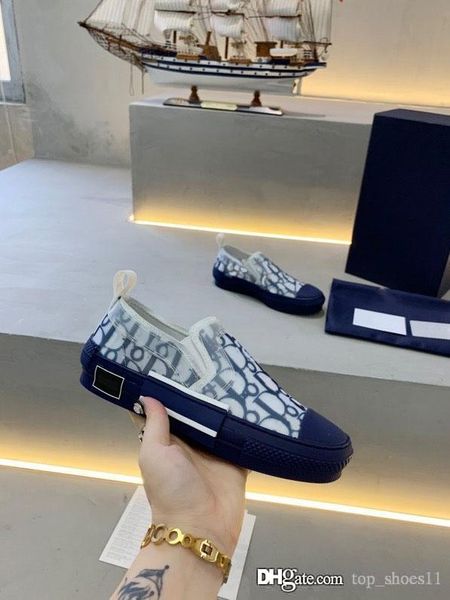 

b23 low sneakers oblique blue mens casual shoes transparent letters skateboard shoes men women low help canvas shoes with box, Black