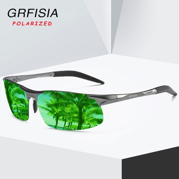 

grfisia aluminium magnesium polarized sunglasses men lightweight durable half frame sun glasses male driving goggles uv400 g26, White;black
