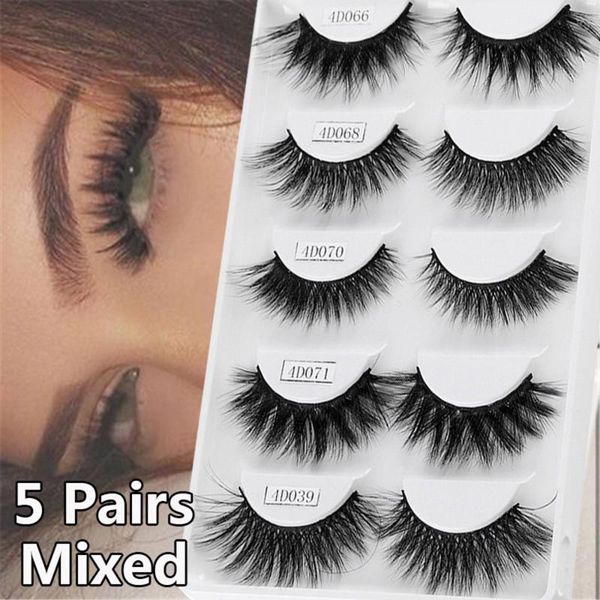 

5 pairs mixed styles 3d mink hair false eyelashes handmade natural long eyelash wispy fluffy multilayer lashes reusable