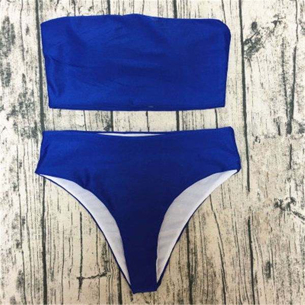 

2019 bikinis set women's swimming suit solid color high waist bathing suits bikini summer ladies two pieces white swimmer wear b02