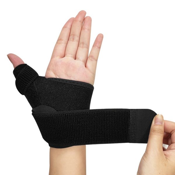 

wrist support sport thumb soft breathable adjustable sprains protector pain relief stabilizer immobilizer, Black;red