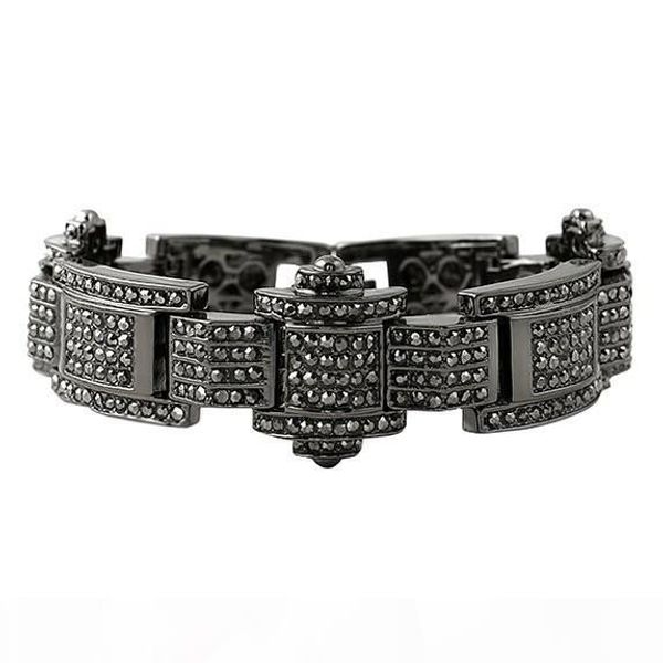 

hip hop gold tone mens bling iced out covered chain bracelet for men party gift 4 color, Golden;silver