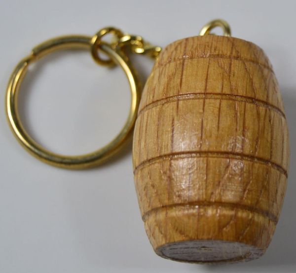 

wood barrel keyring handmade novelty key chain holder bag kp369, Silver