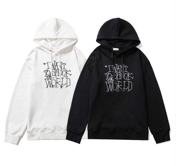 

20fw letters embroidery hoodies for men women sweatshirts homme pullovers streetwear hooded clothing 2 colors -1, Black