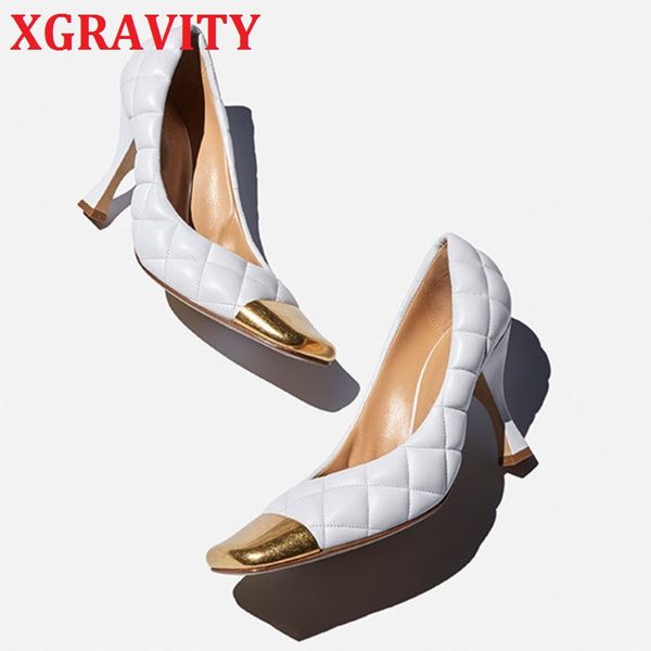 

xgravity new star famous high heel pumps ladies square toe thin high heel shoes women rhombus lady shoes c073, Black