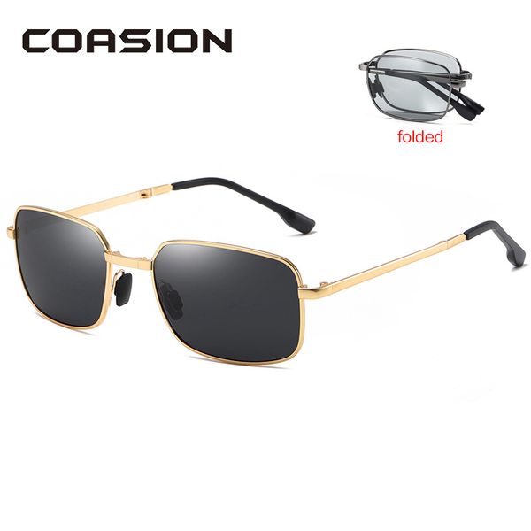 

coasion folding sunglasses men polarized metal frame rectangular sun glasses anti-glare glasses for driving zonnebril ca1616, White;black