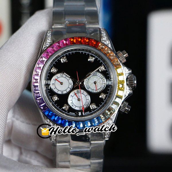 

luxury new 116599 rbow automatic mens watch black dial rainbow diamond bezel stainless steel bracelet no chronograph watches hello_watch, Slivery;brown