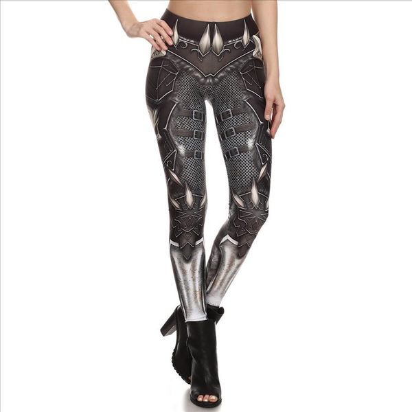 

skeleton armor pattern print leggings women slim fitness legging elastic causal leggings leggins mujer, Black