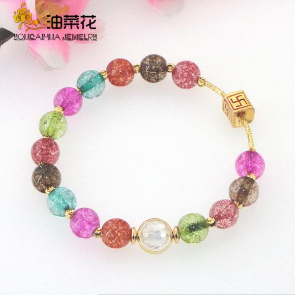 

fashion exquisite bracelet natural stone amazons tourmalines morganites opal zs alloy woman girl yoga symbol christmas gift, Black