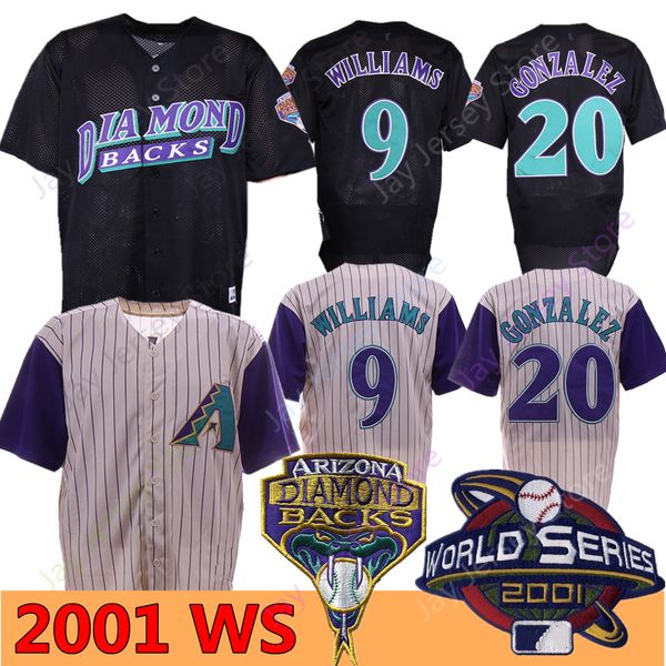 2001 WS Classic Jerseys - Matt Williams #9, Luis Gonzalez #20 Ed Mesh Jerseys, Cream/Black Pinstripe