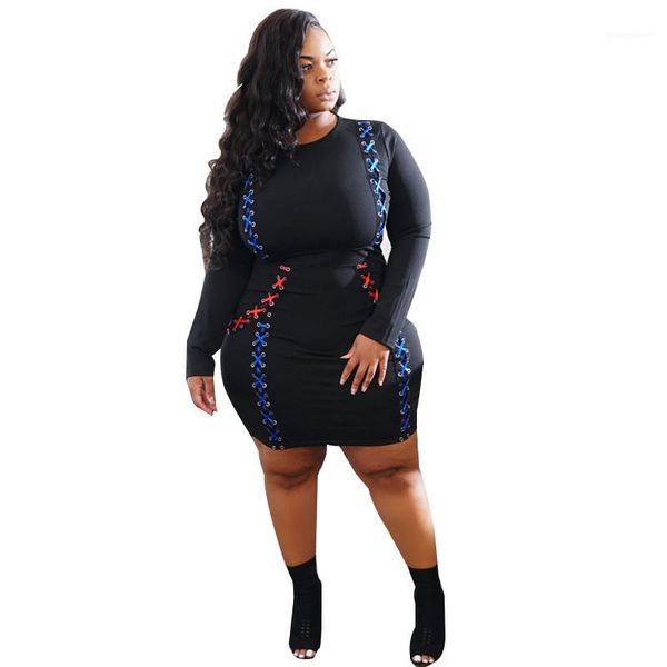 

colorful braid panelled bdycon dresses casual long sleeve natural color dress plus size womens clothing women dresses fashion, White;black
