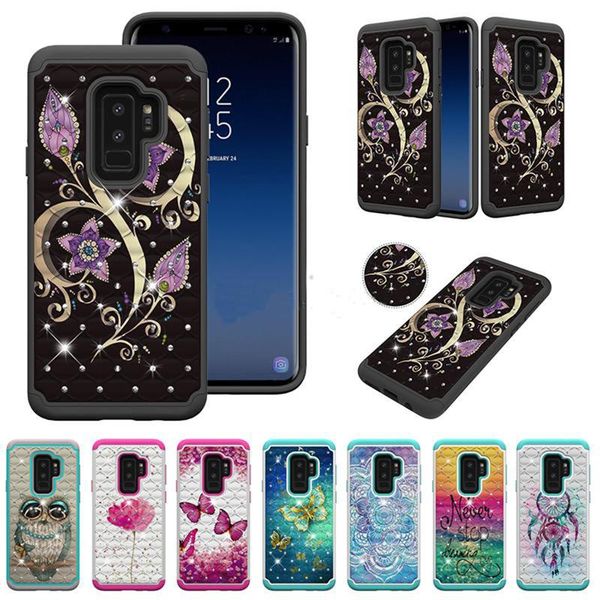 

cgjxsbling diamond hybrid owl mandala flower butterfly hard pc tpu case for samsung note10 plus a20e a10e a20 a30 a50 s8 s9 plus note9