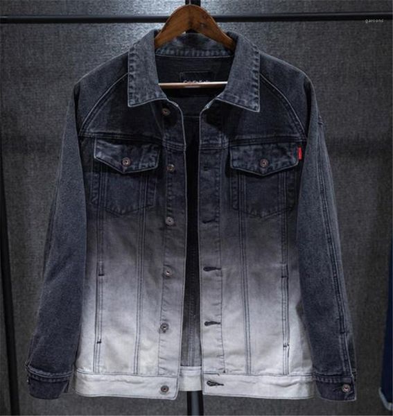 

mulit pockets gradient mens jean outerwears casual panelled males clothing vintage mens designer jean jackets fashion, Black;brown