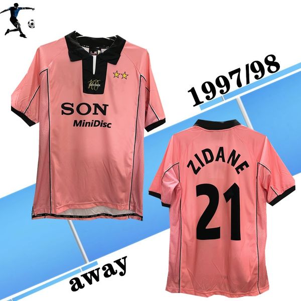 

вверх 1997 1998 juv третьих розовой рубашки ретро трикотажных изделий футбола зидан # 21 ди ливио деш дель пьеро 97 98 туса классических руб, Black;yellow